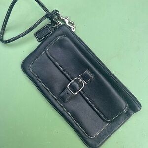 Black leather coach wristlet